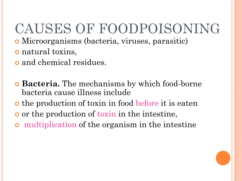 causes of foodpoisoning microorganisms bacteria