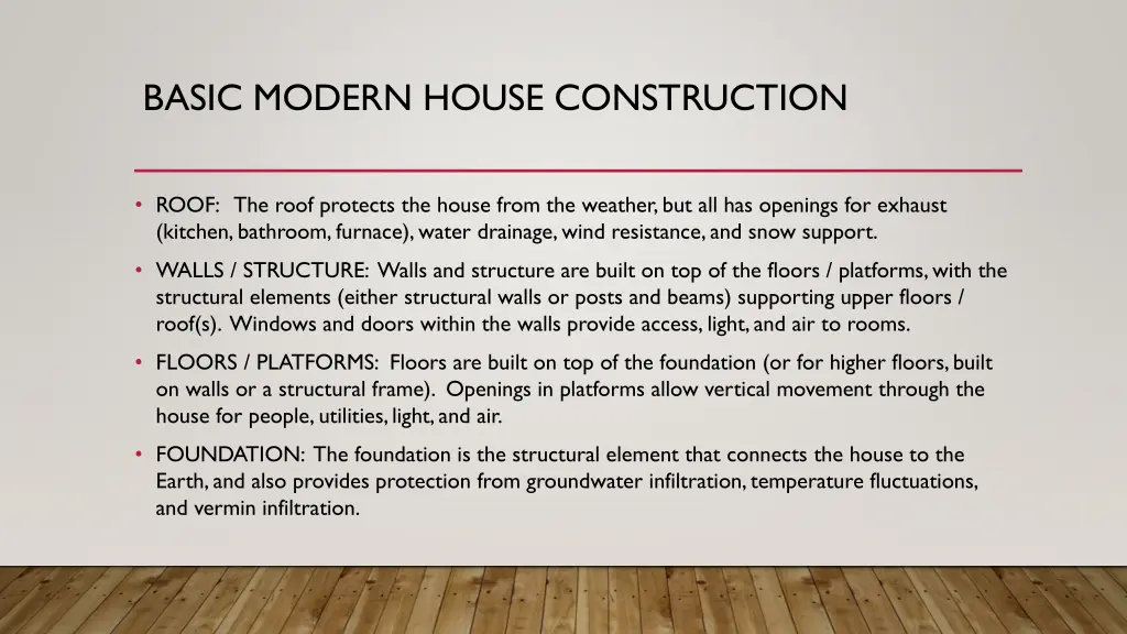 basic modern house construction