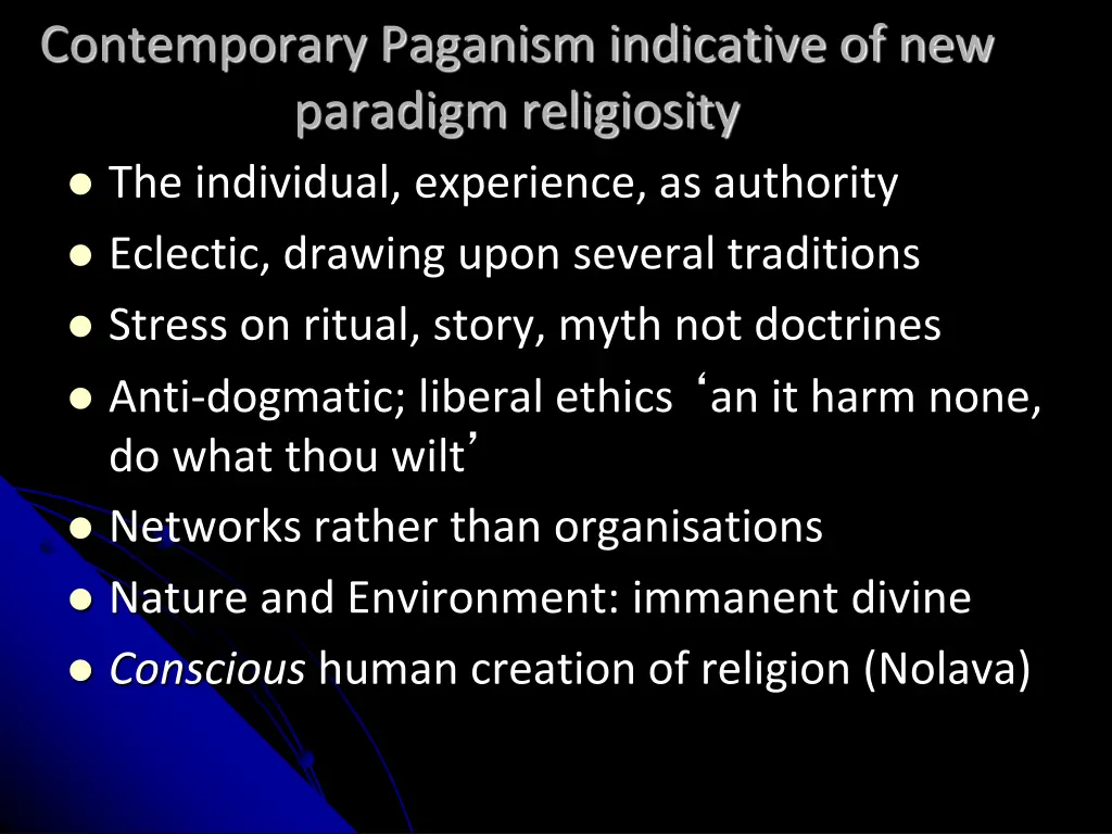 contemporary paganism indicative of new paradigm