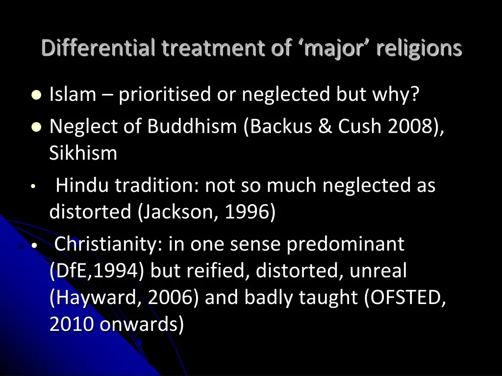 differential treatment of major religions 1