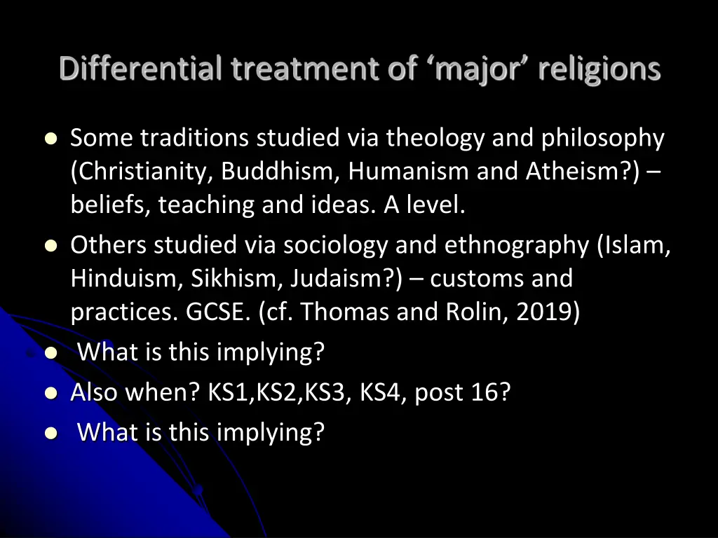 differential treatment of major religions 2