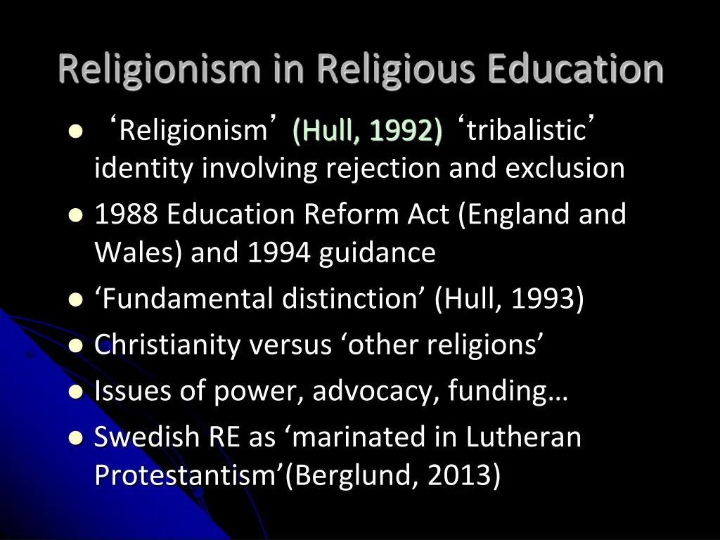 religionism in religious education