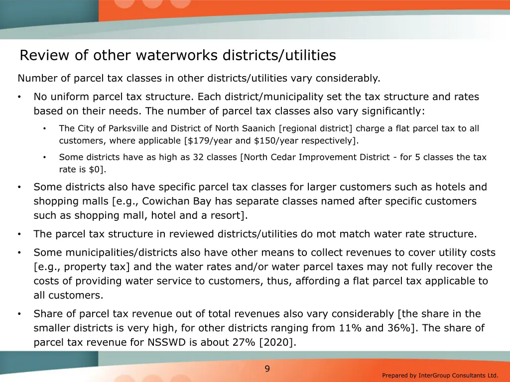 review of other waterworks districts utilities 1