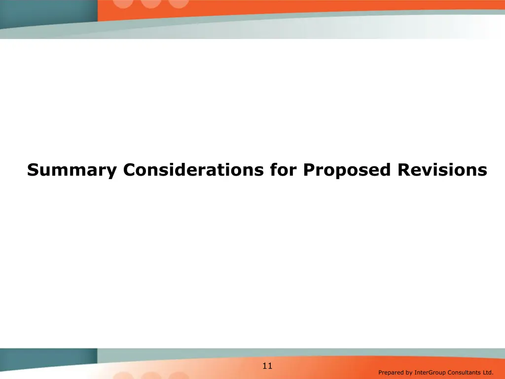 summary considerations for proposed revisions