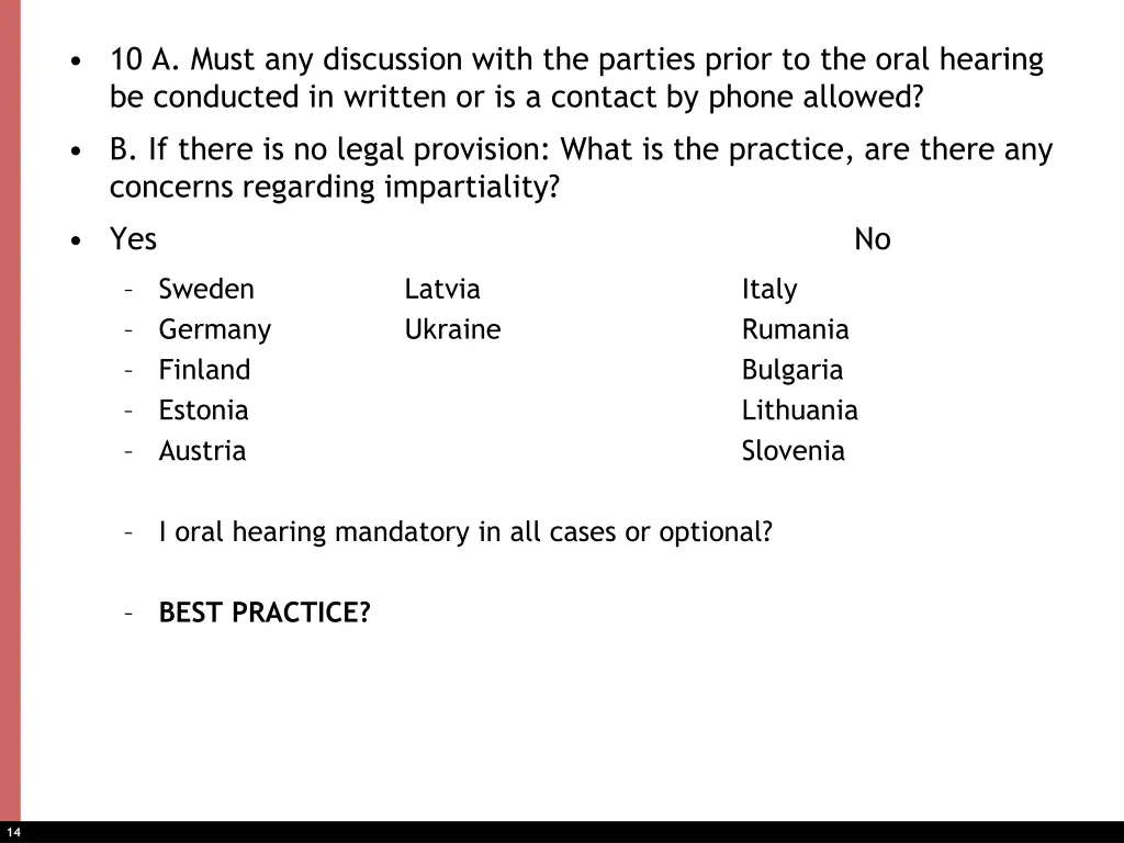 10 a must any discussion with the parties prior