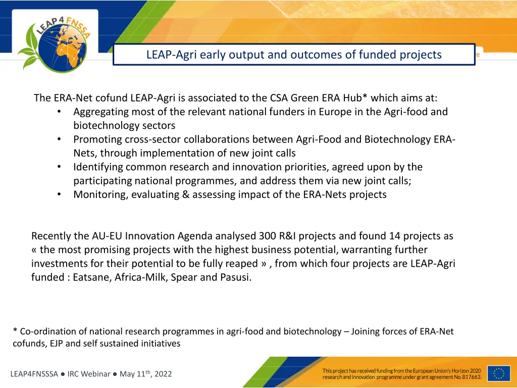 leap agri early output and outcomes of funded