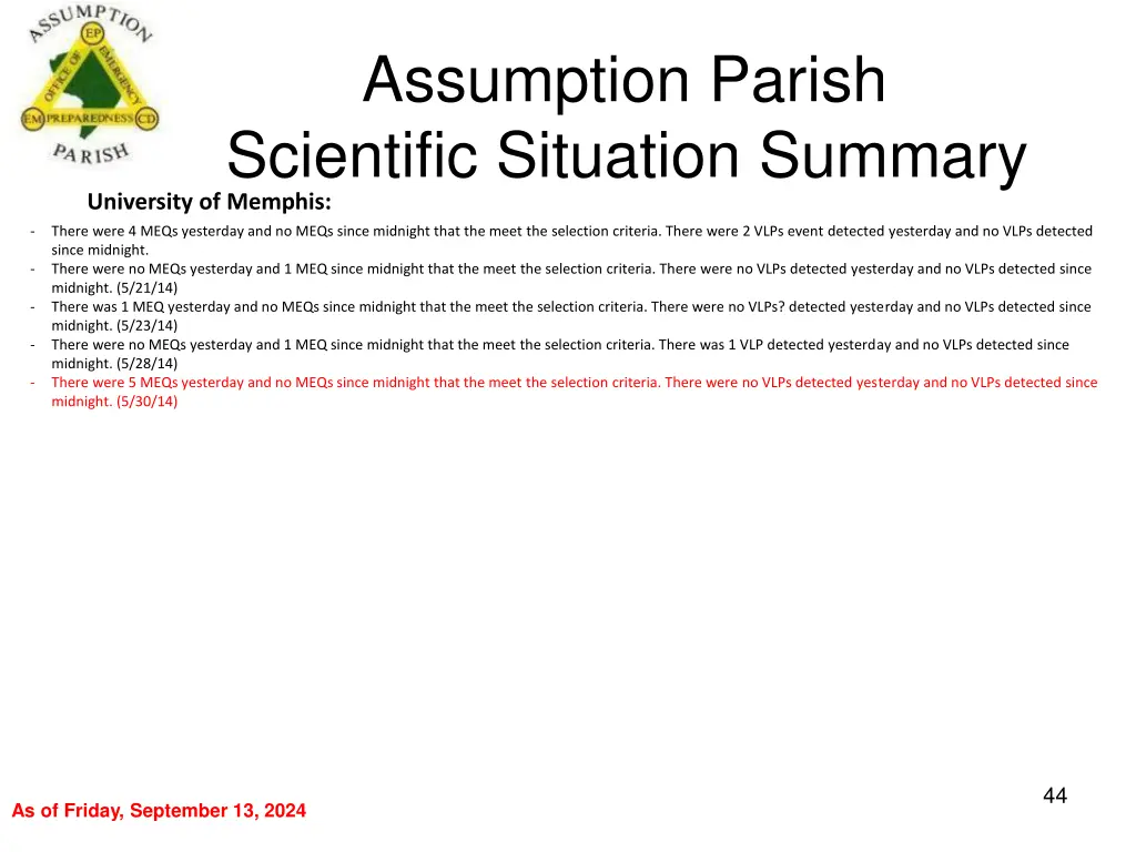 assumption parish scientific situation summary 3