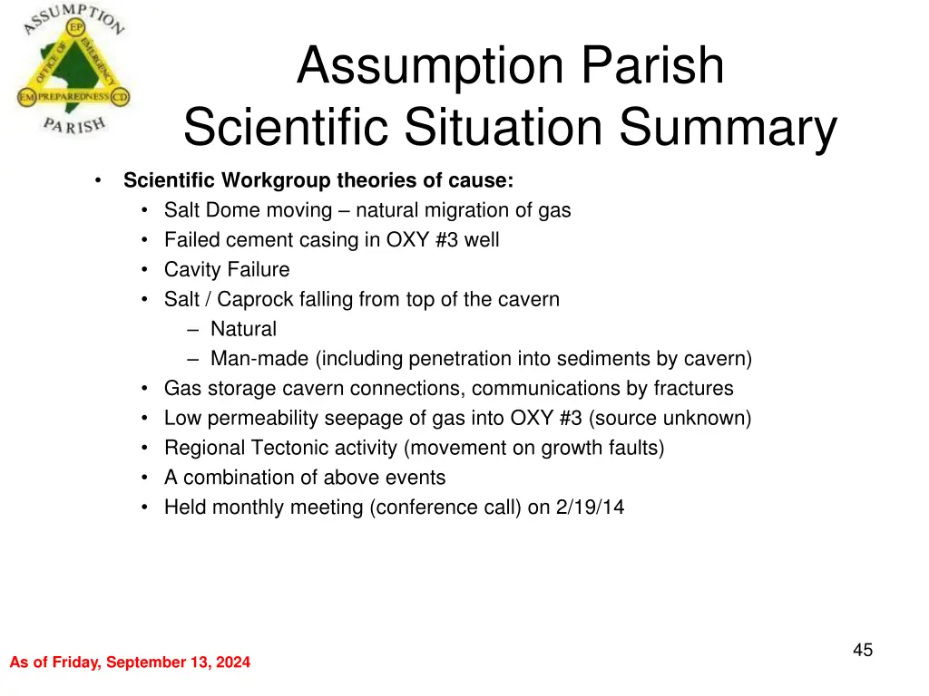 assumption parish scientific situation summary 4