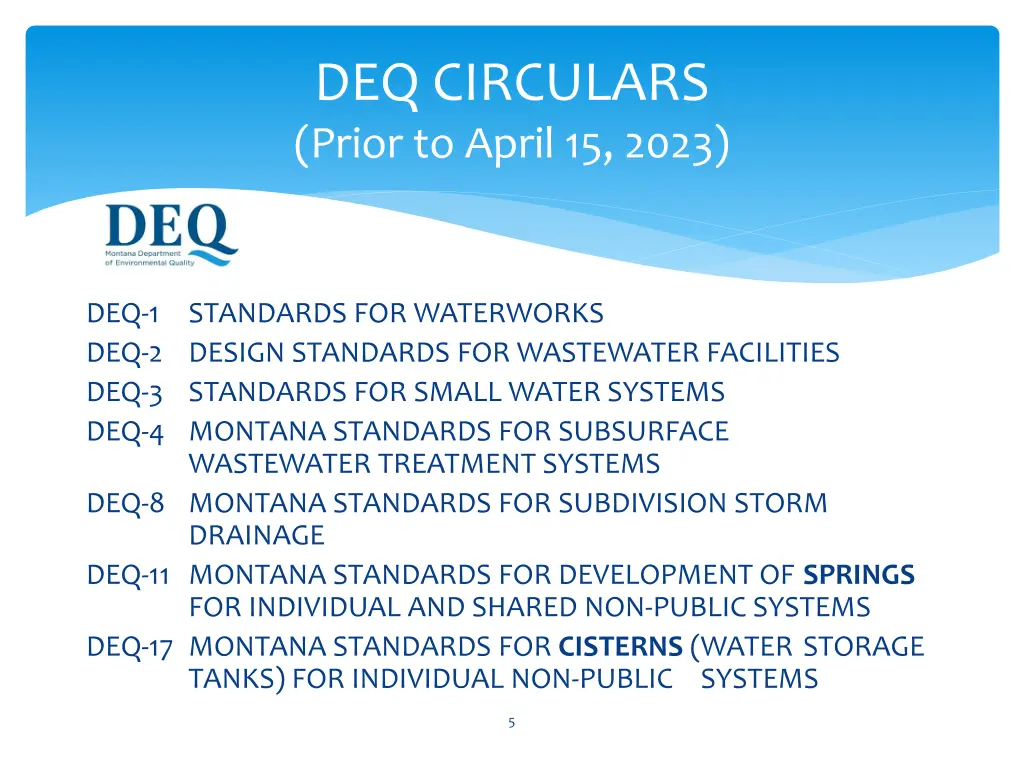 deq circulars prior to april 15 2023