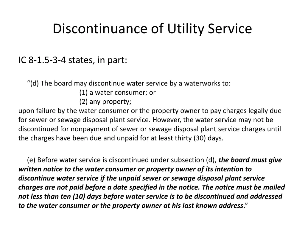 discontinuance of utility service 1