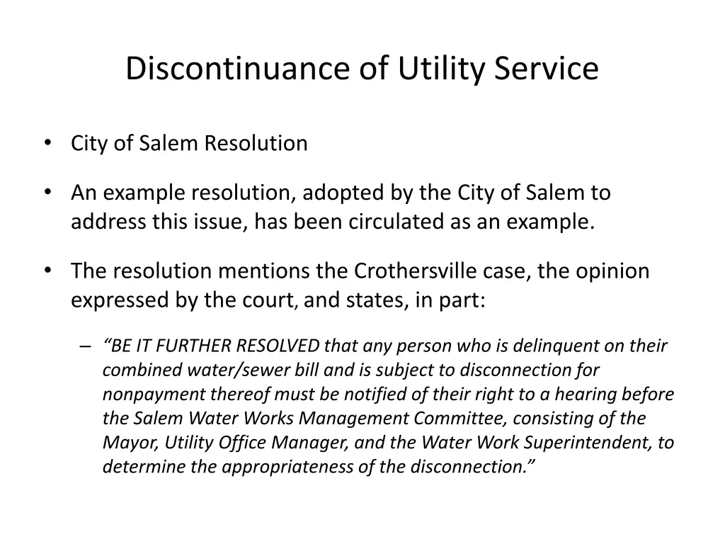 discontinuance of utility service 11