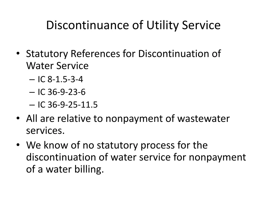 discontinuance of utility service