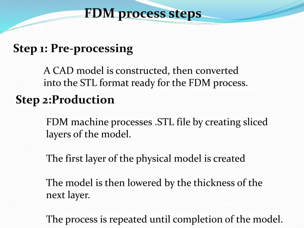 fdm process steps