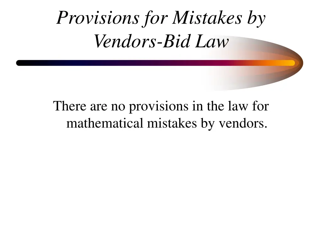 provisions for mistakes by vendors bid law