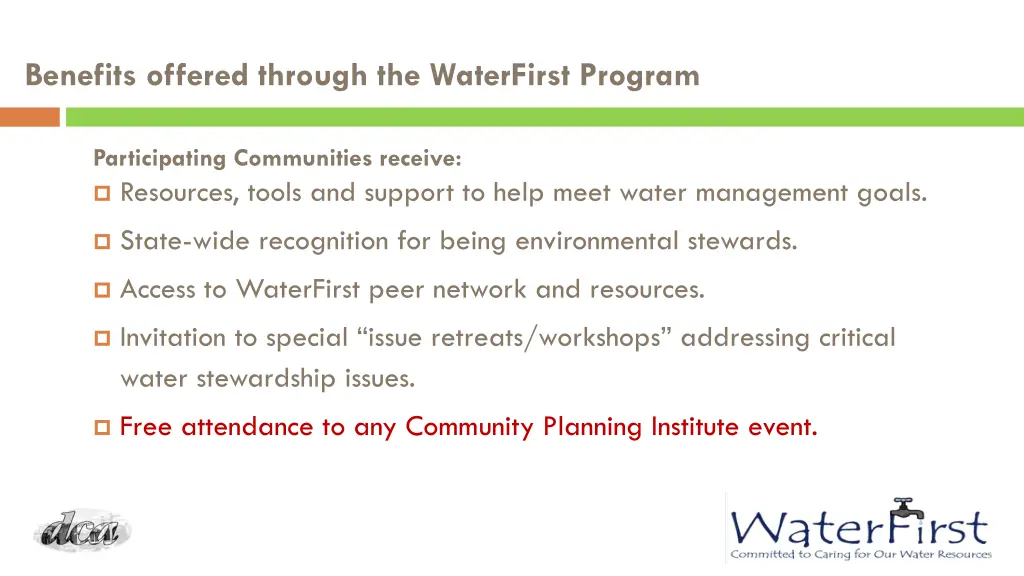 benefits offered through the waterfirst program 1