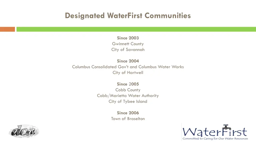 designated waterfirst communities