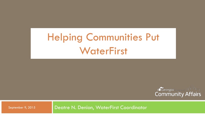 helping communities put waterfirst