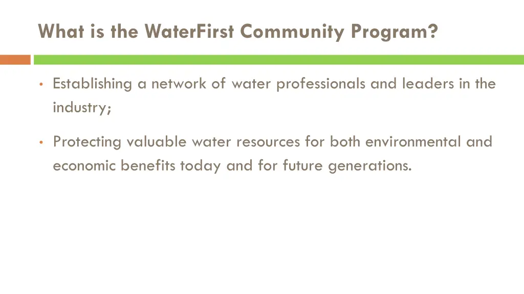 what is the waterfirst community program 1