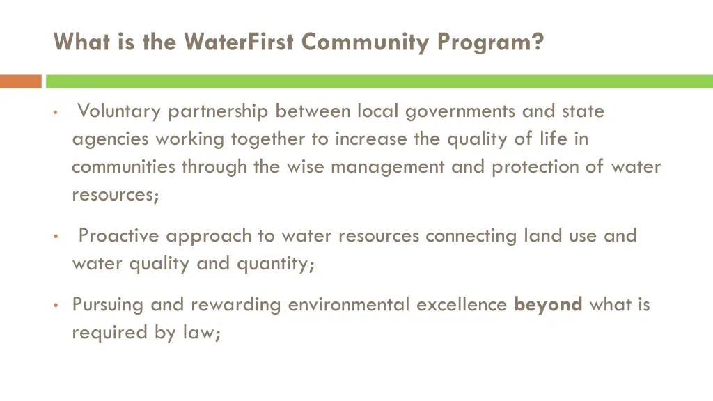 what is the waterfirst community program