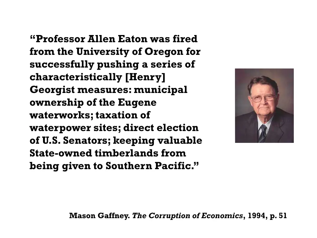 professor allen eaton was fired from