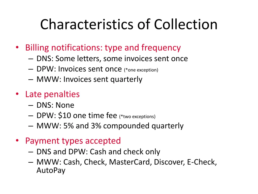 characteristics of collection