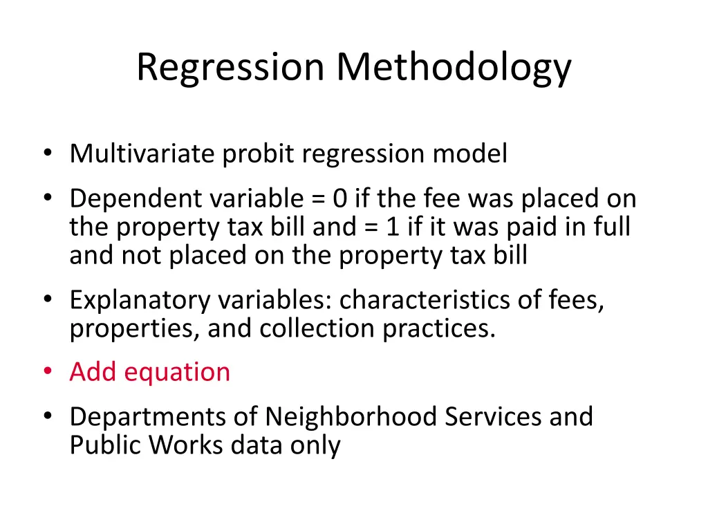 regression methodology