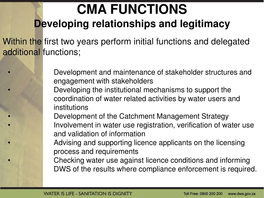 cma functions developing relationships