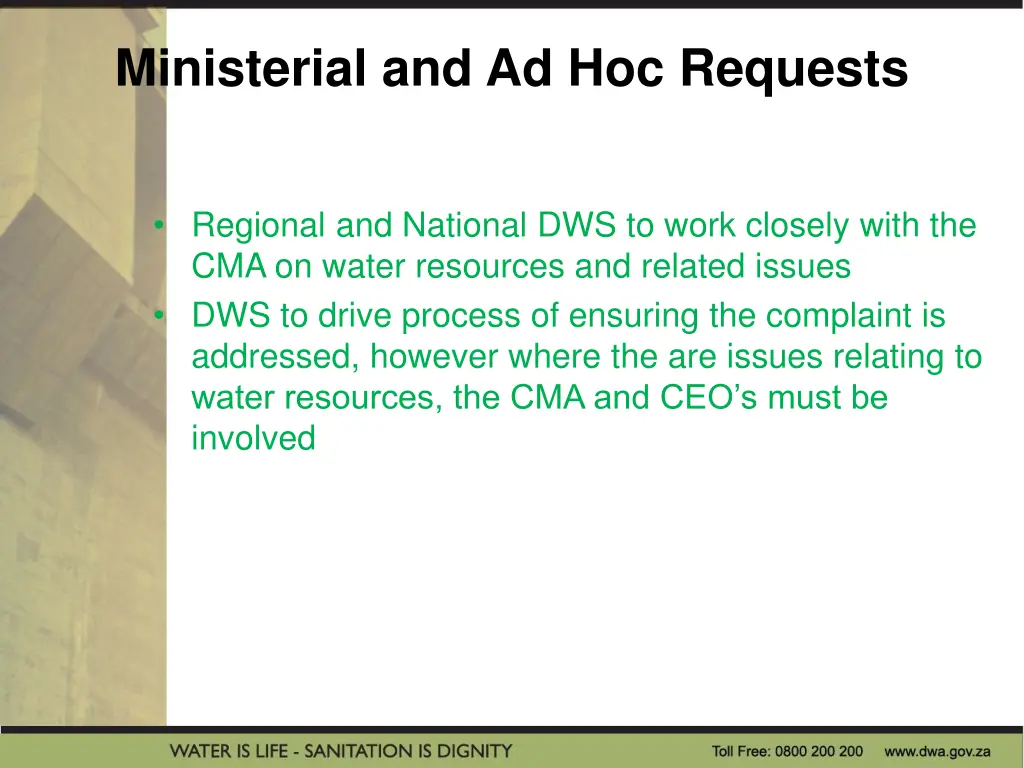 ministerial and ad hoc requests