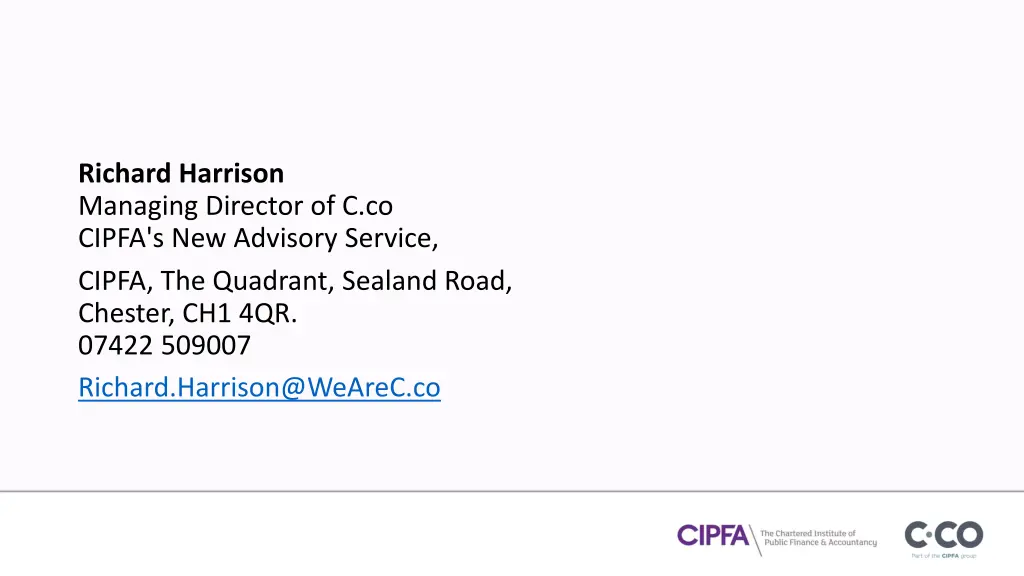 richard harrison managing director of c co cipfa