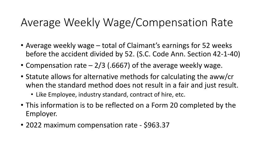 average weekly wage compensation rate