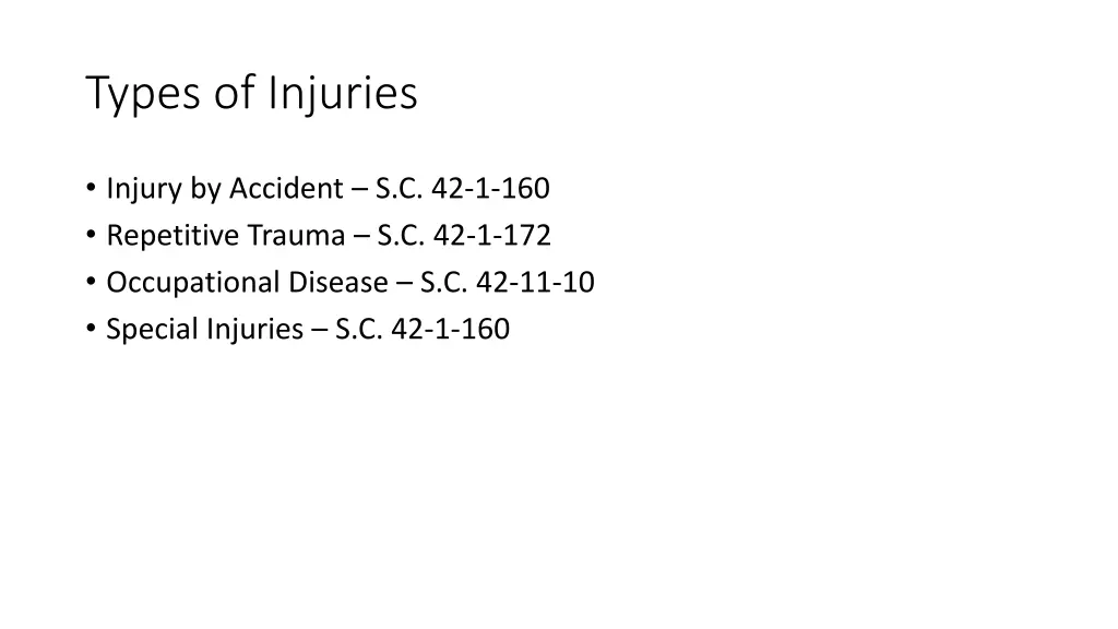 types of injuries