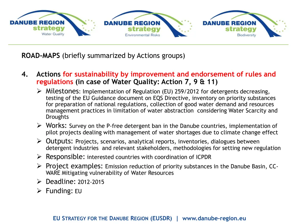 road maps briefly summarized by actions groups 3