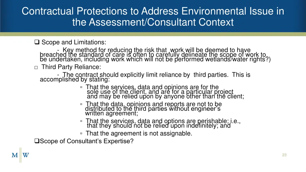 contractual protections to address environmental