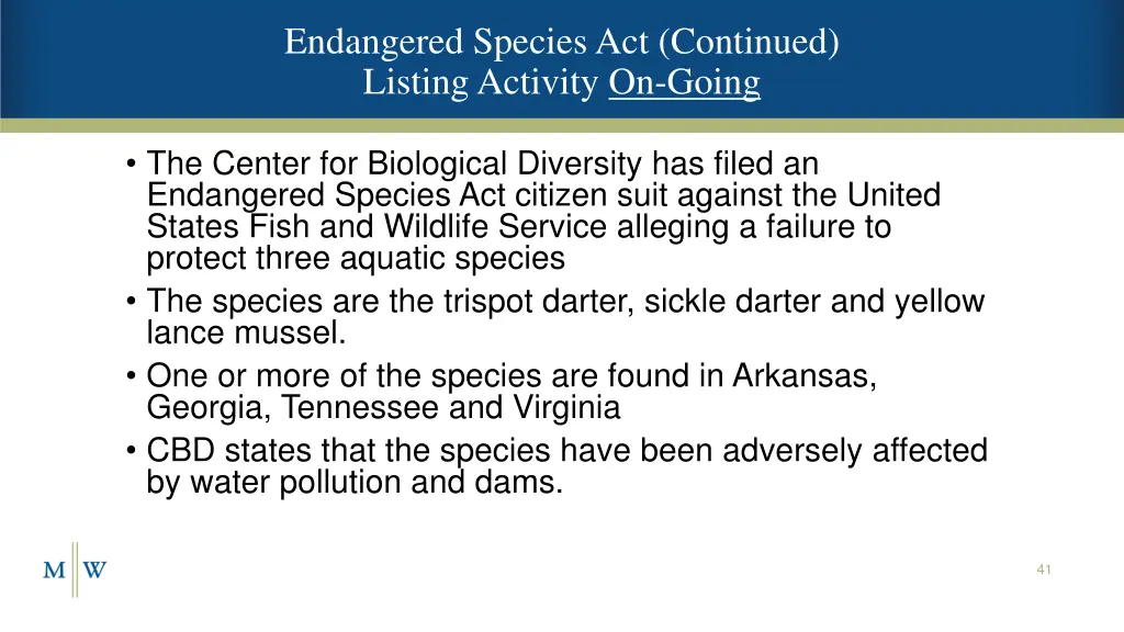 endangered species act continued listing activity