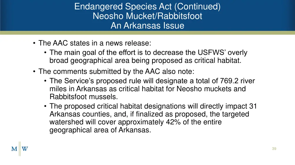 endangered species act continued neosho mucket 1