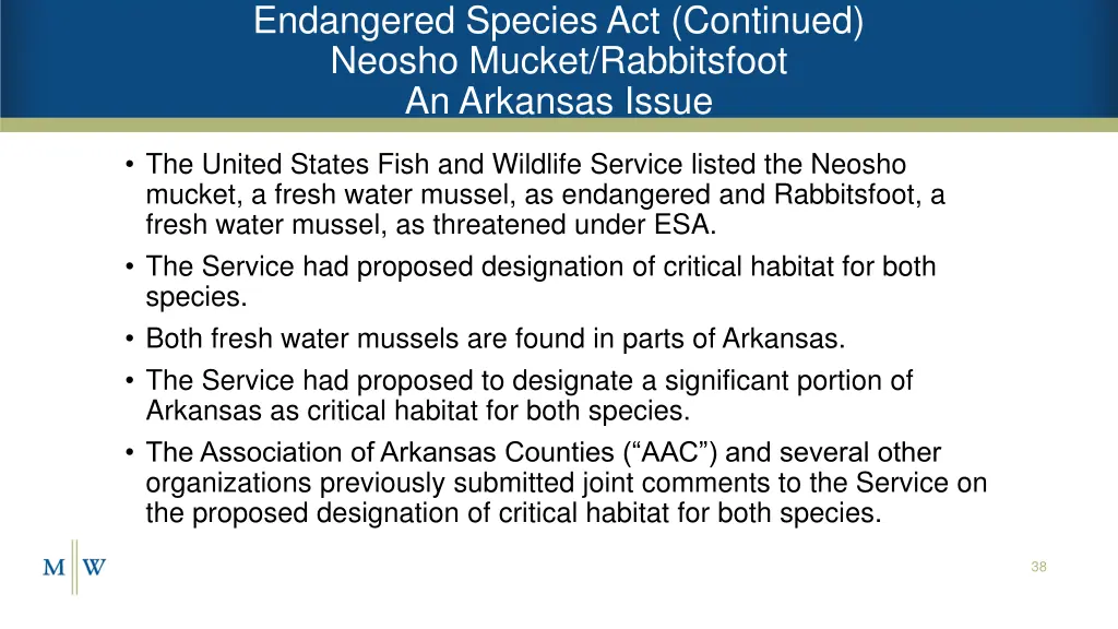 endangered species act continued neosho mucket