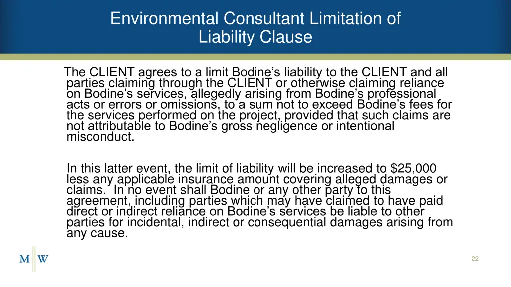 environmental consultant limitation of liability