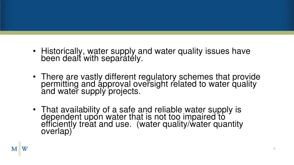 historically water supply and water quality