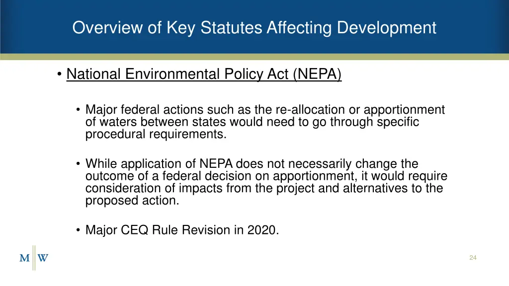 overview of key statutes affecting development