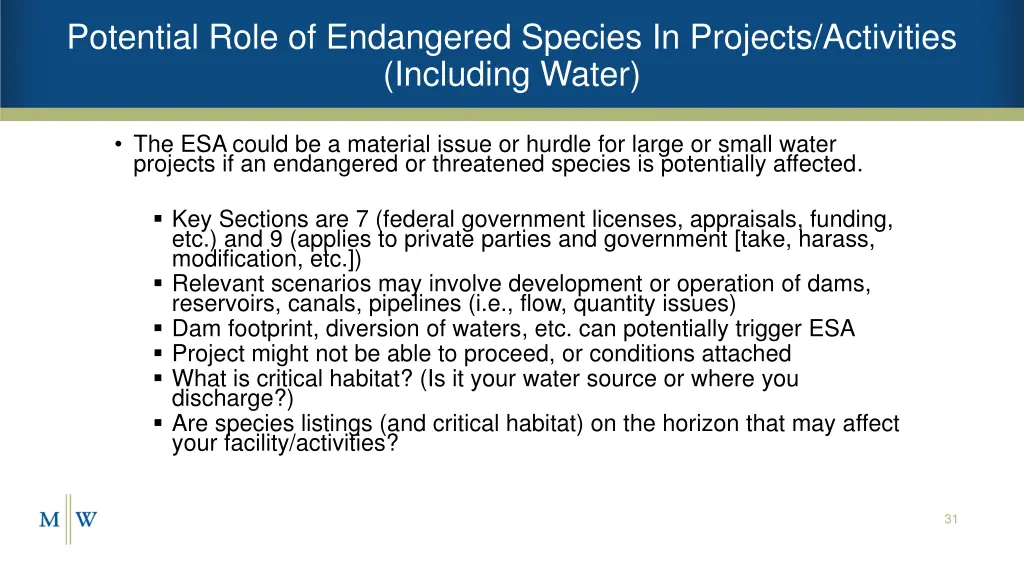 potential role of endangered species in projects