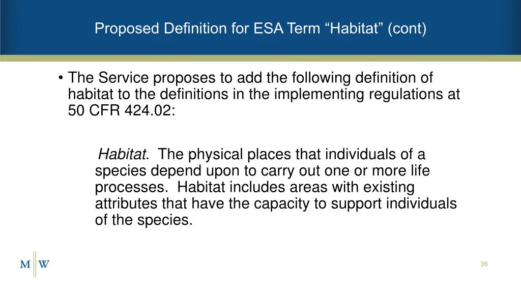 proposed definition for esa term habitat cont