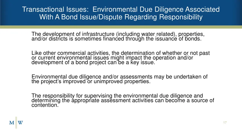 transactional issues environmental due diligence