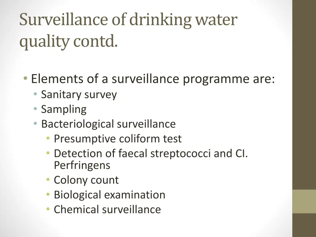 surveillance of drinking water quality contd 1