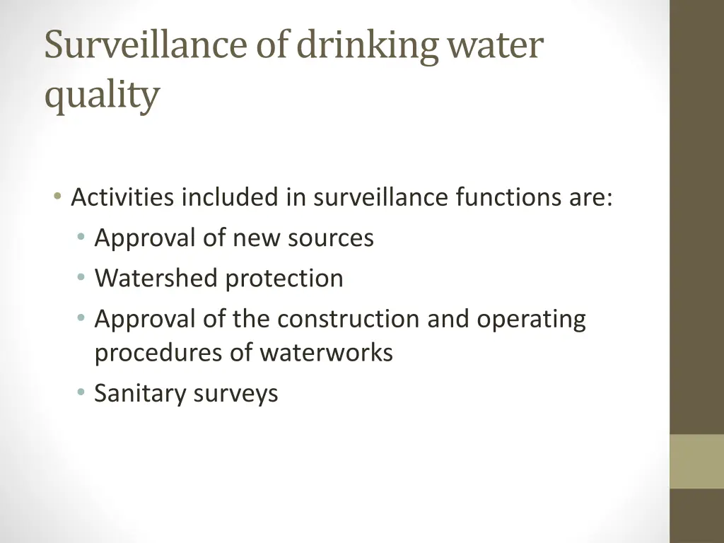 surveillance of drinking water quality