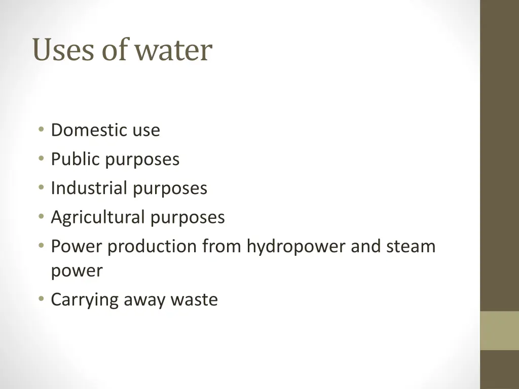 uses of water