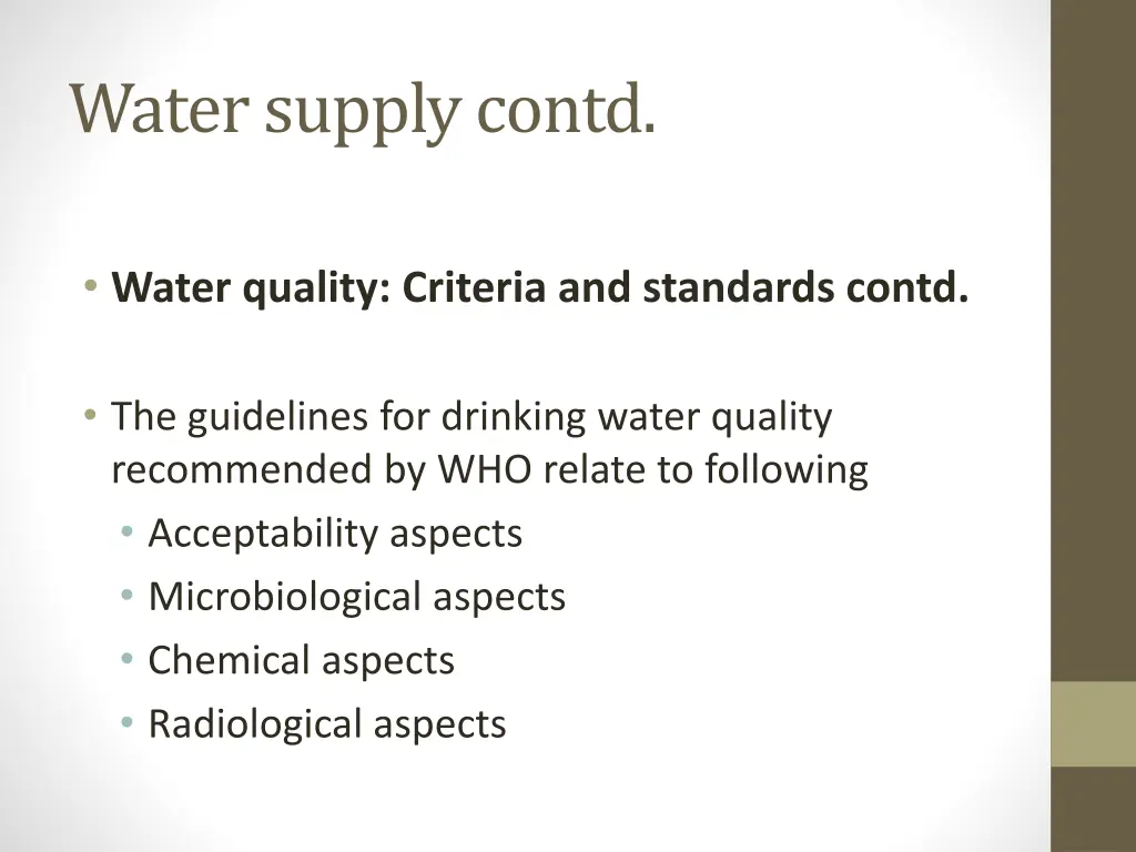 water supply contd 1