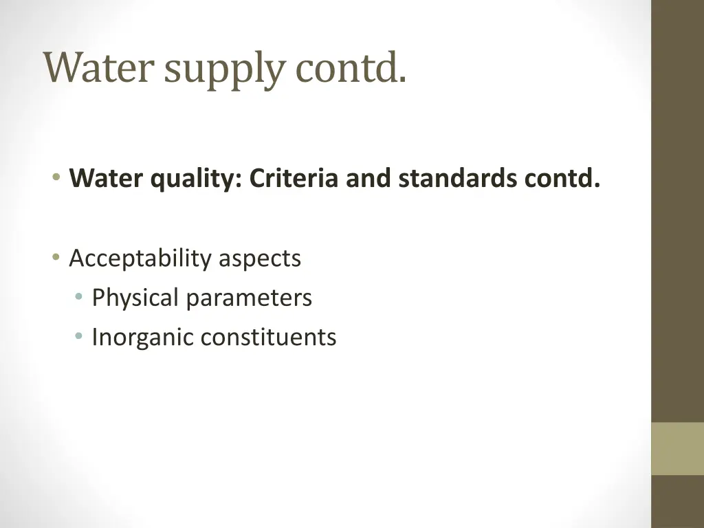 water supply contd 2