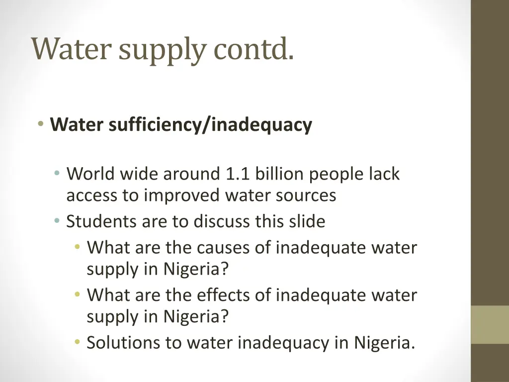 water supply contd 5