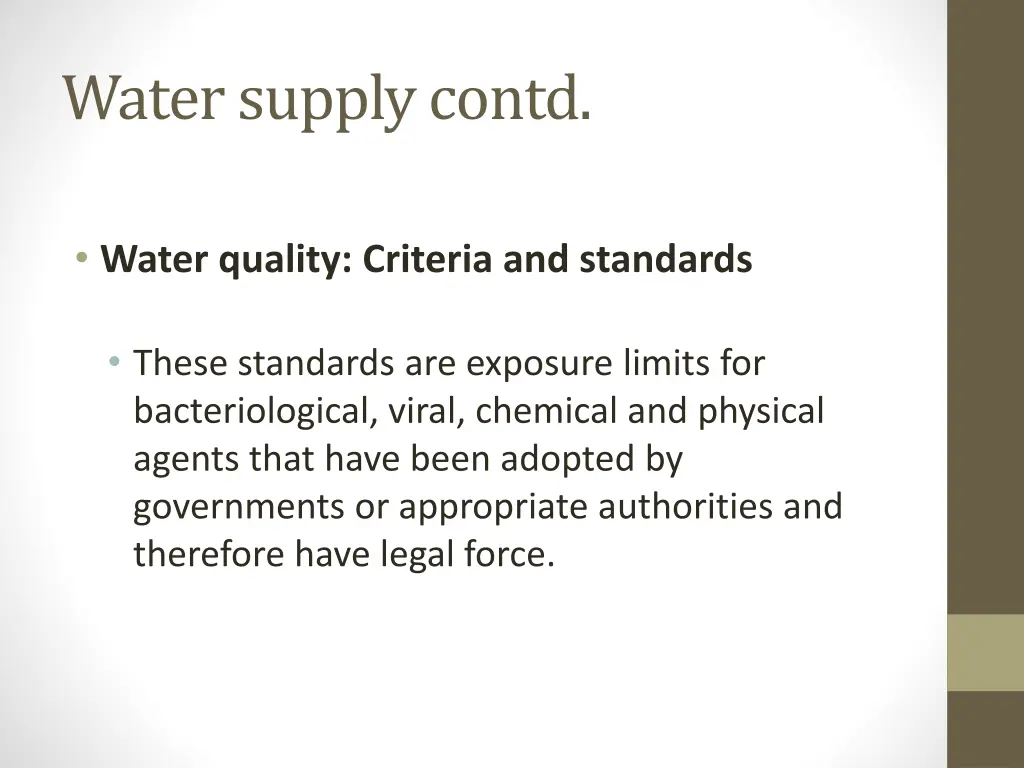 water supply contd