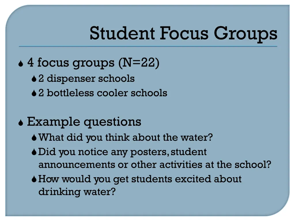 4 focus groups n 22 2 dispenser schools